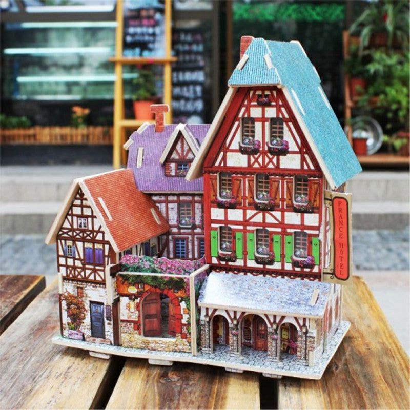 Wooden 3D three-dimensional puzzle