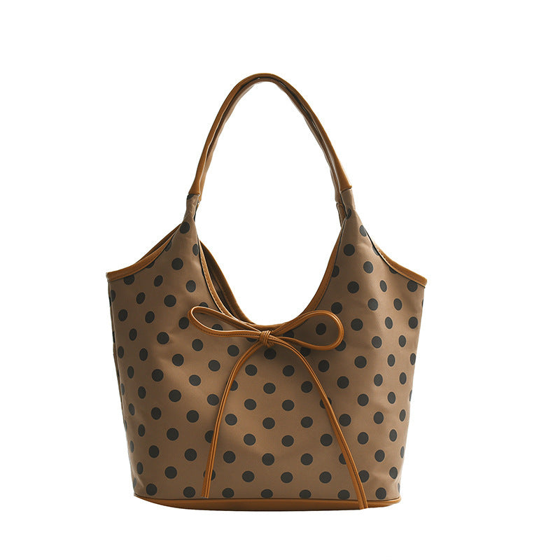 Hand-carrying Retro Casual Tote Bag Fashion Polka Dot Underarm Bag Large Capacity