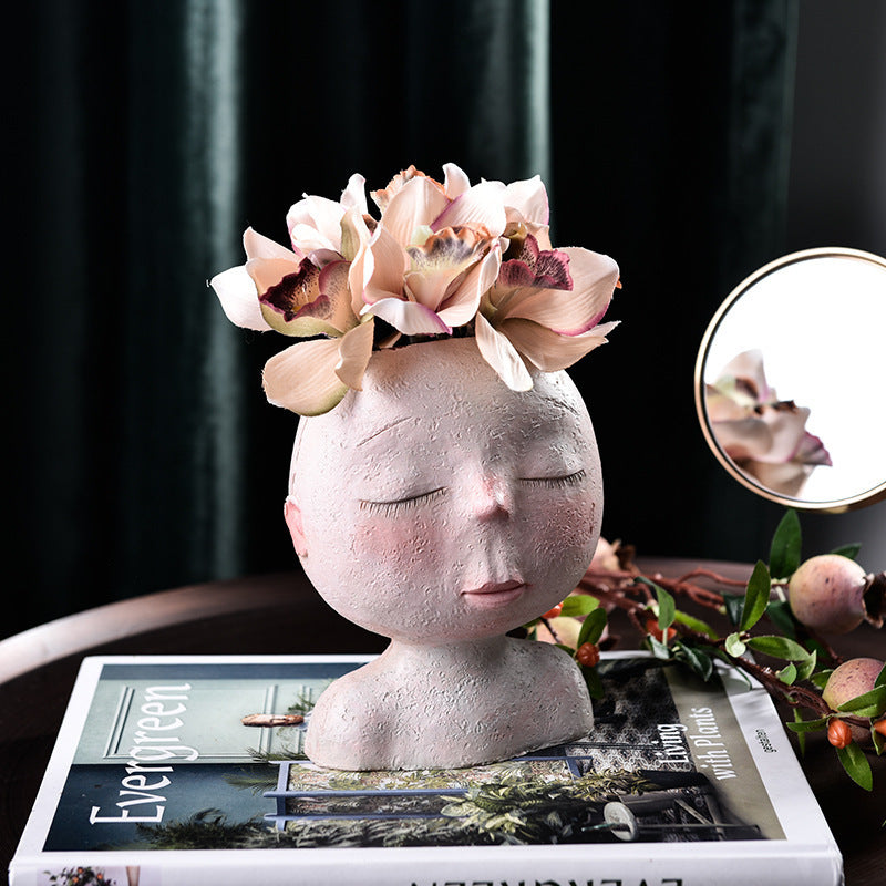 Human face ceramic flowerpot
