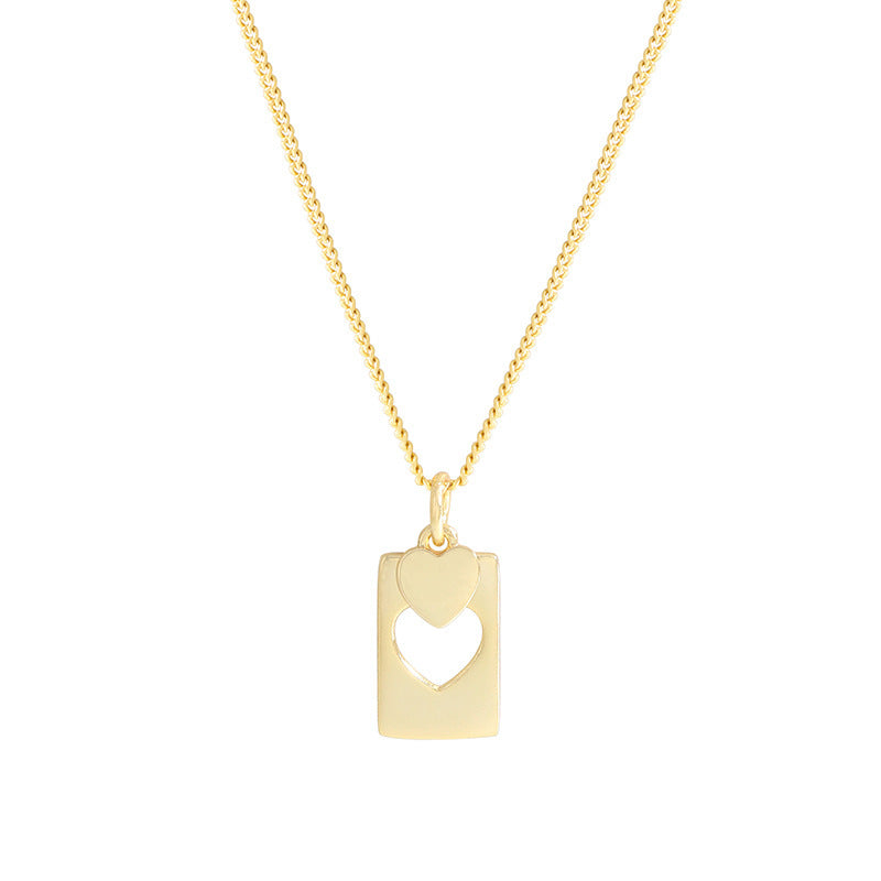 Niche Design Hollow Heart Square Plate Necklace