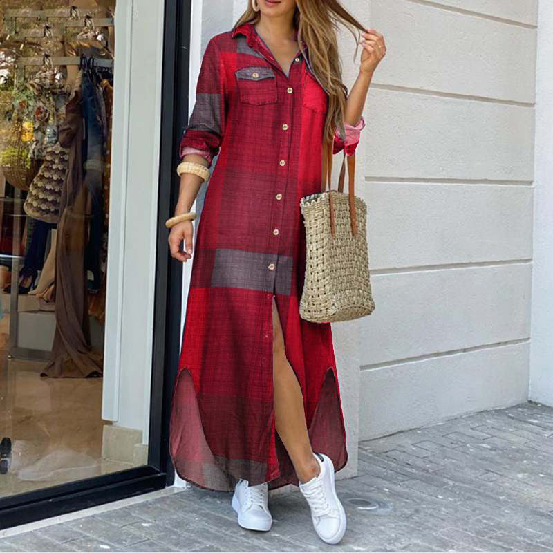 New Fashion Long Sleeve Shirt Dress Long Dress