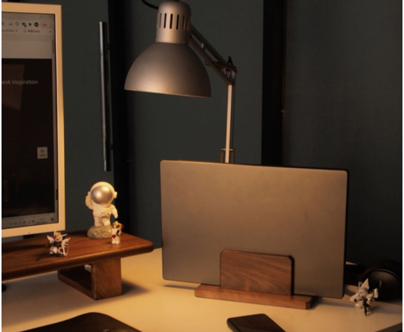 Walnut Wooden Tablet Desktop Shelf