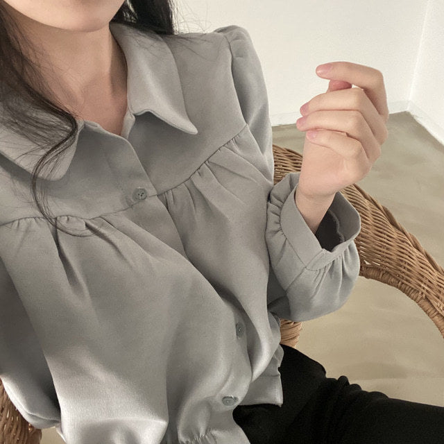 Fashion French Short Puff Sleeve Shirt Women