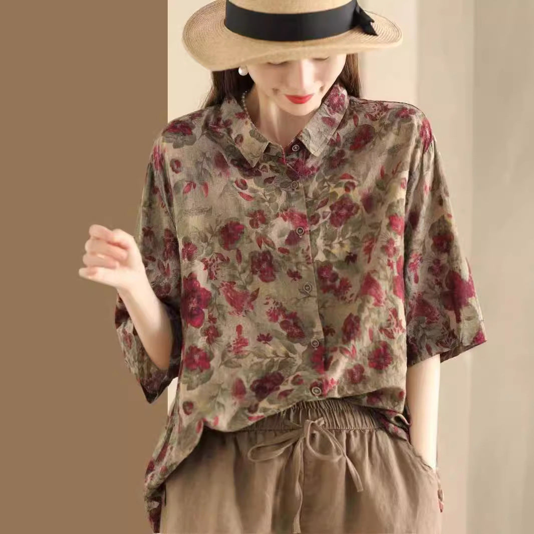 Women's Retro Fried Color Printed Shirt Top