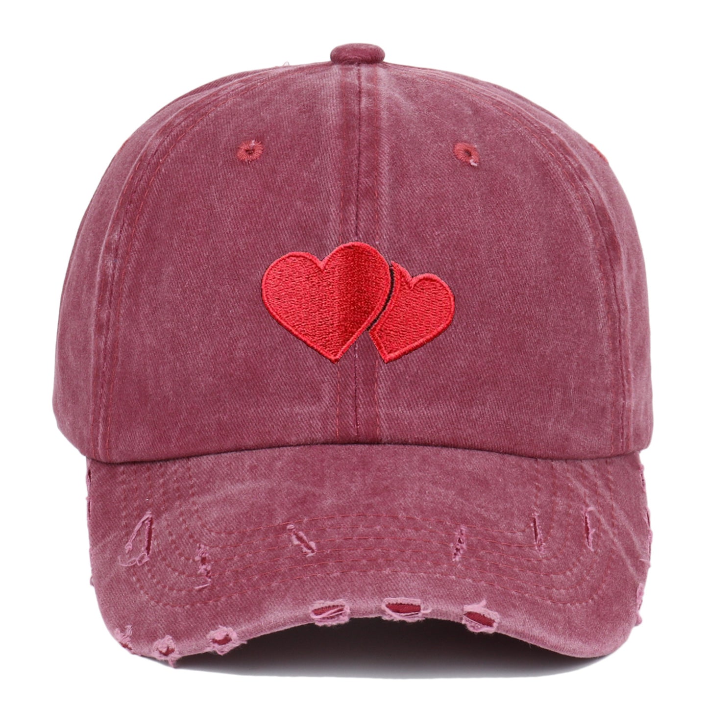 Retro Tattered Jeans Washed Love Embroidered Baseball Cap