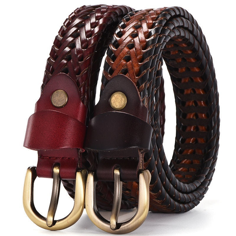 Leather Pin Buckle Handmade Couple's Pant Trendy Casual Belt