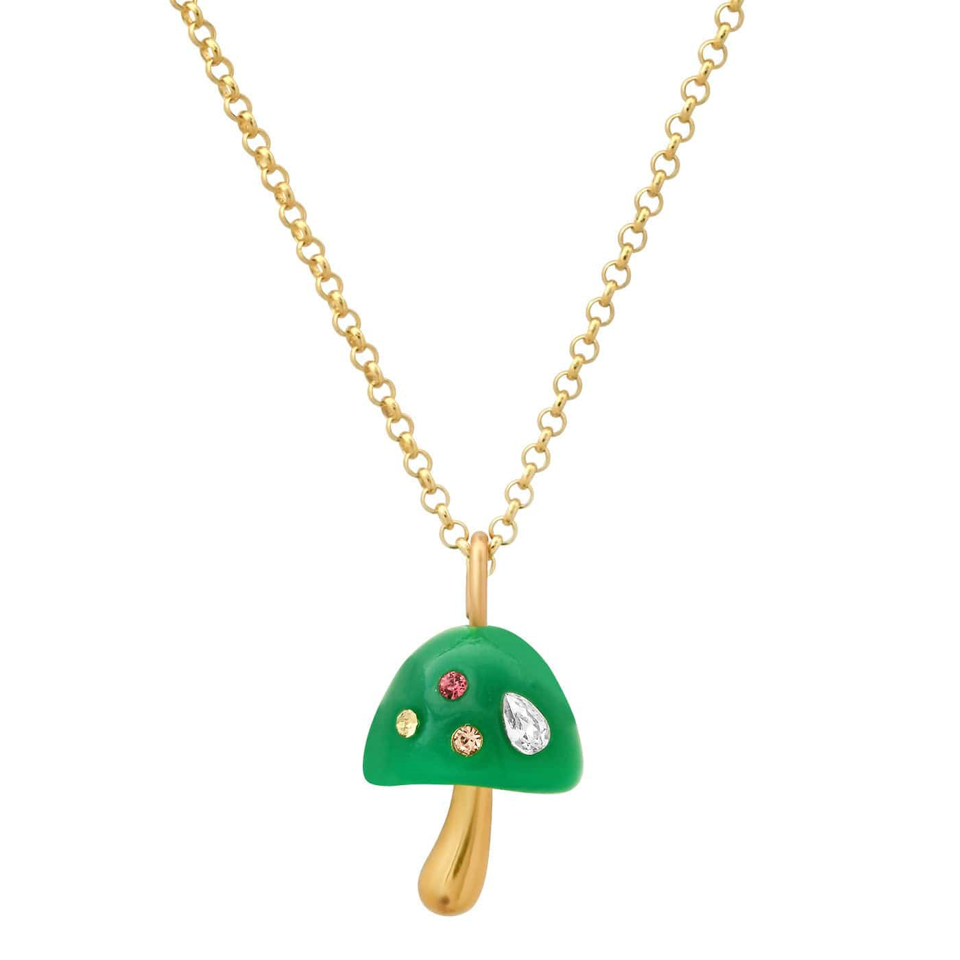 Ins Style Mushroom Cute Style Pendant Necklace Copper Plating 18K Gold