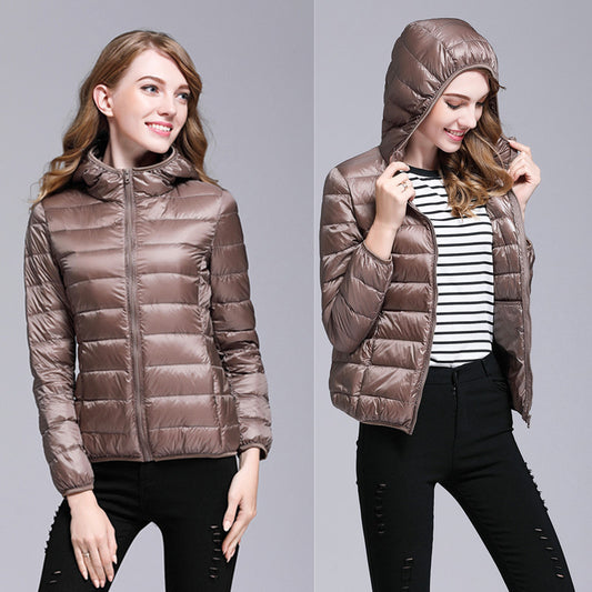 Lightweight Short Type Hooded Down Jacket