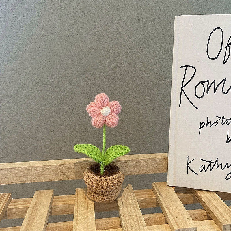 Hand Woven Mini Small Potted Flowers