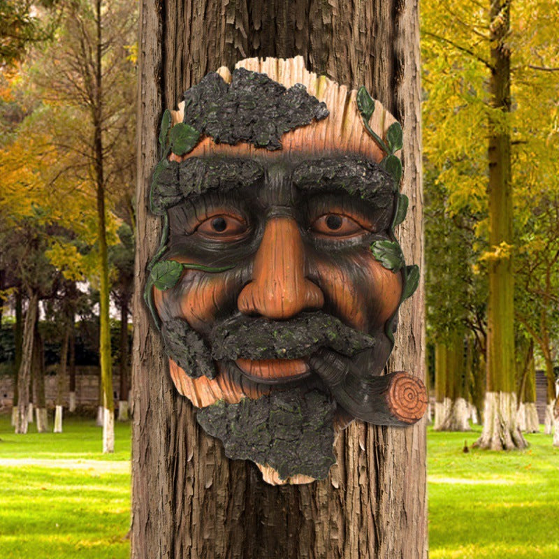 Cigar Pipe Bark Old Man Resin Craft Wall Decor