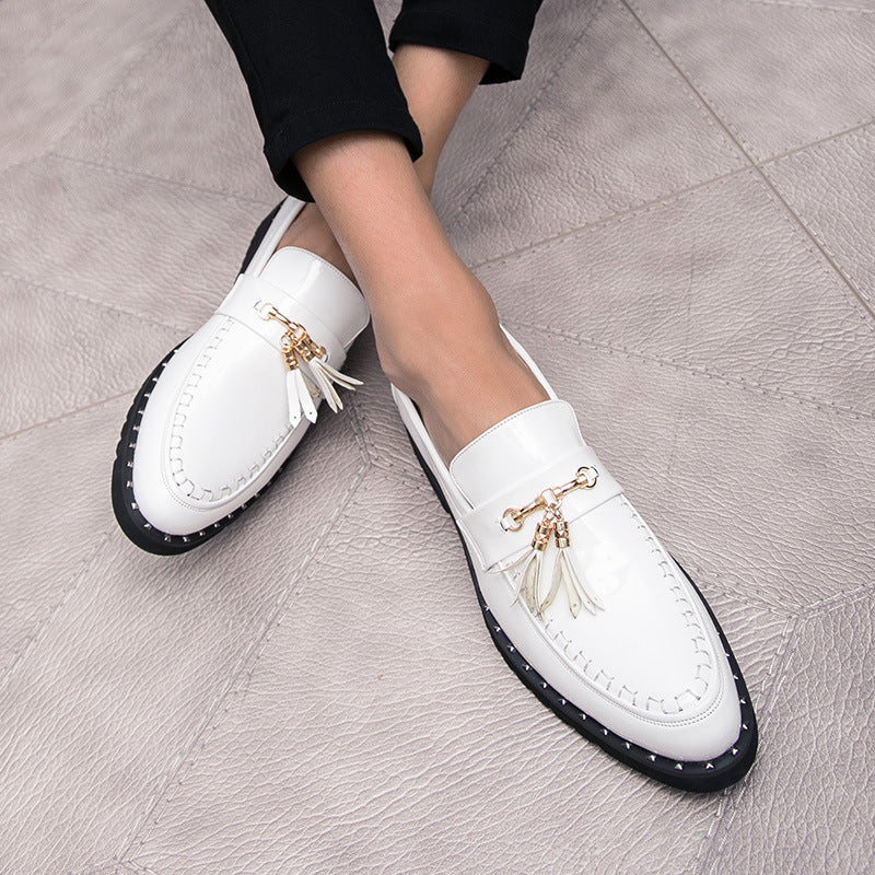 Men's Casual Pointed Creative Solid Color Leather Shoes