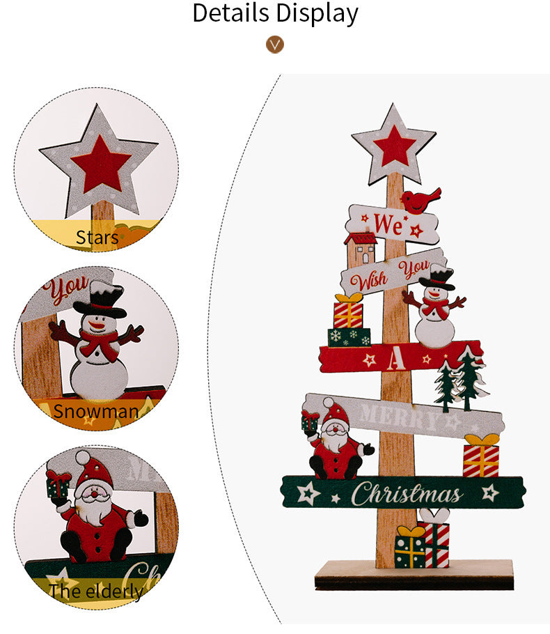 Christmas English Letters Wooden Board Snowman Wooden Decoration