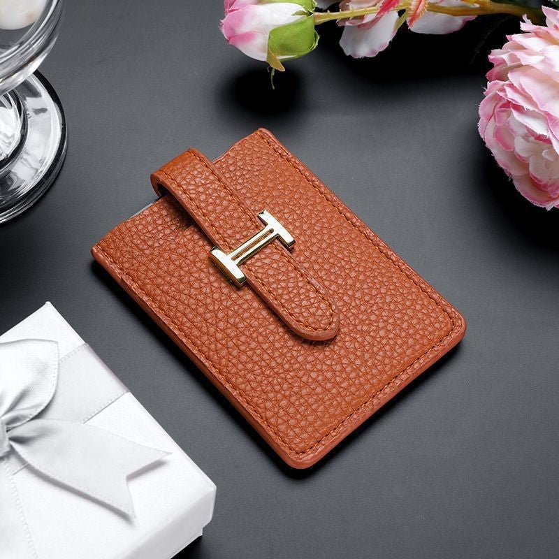 Leather Card Holder Pull-out Card Holder Thin Women