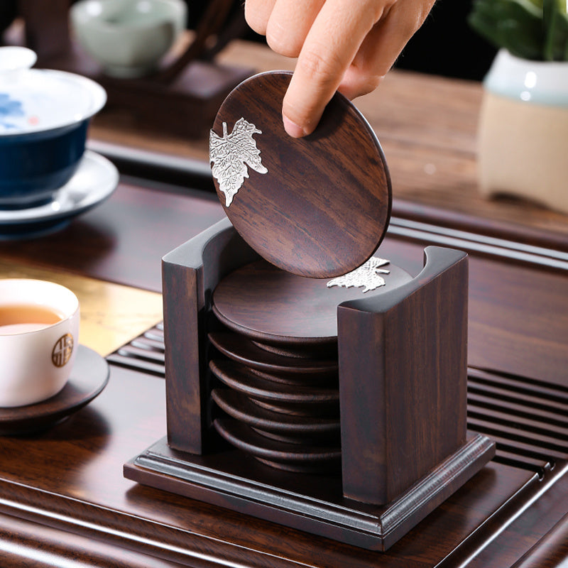 Ebony Solid Wood Tea Coaster Bracket Insulation Pad