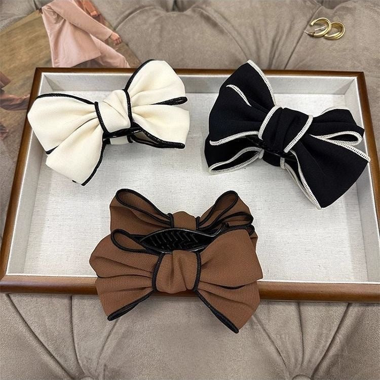 Autumn And Winter Maillard Bun High Ponytail Bow Claw Clip