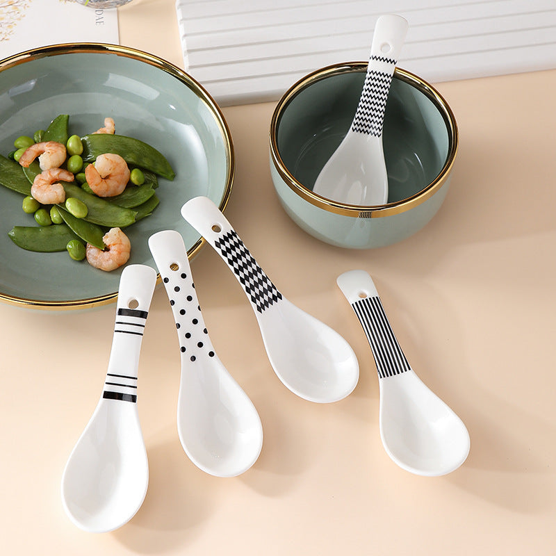 Home Fashion Ceramic Color Glaze Simple Spoon