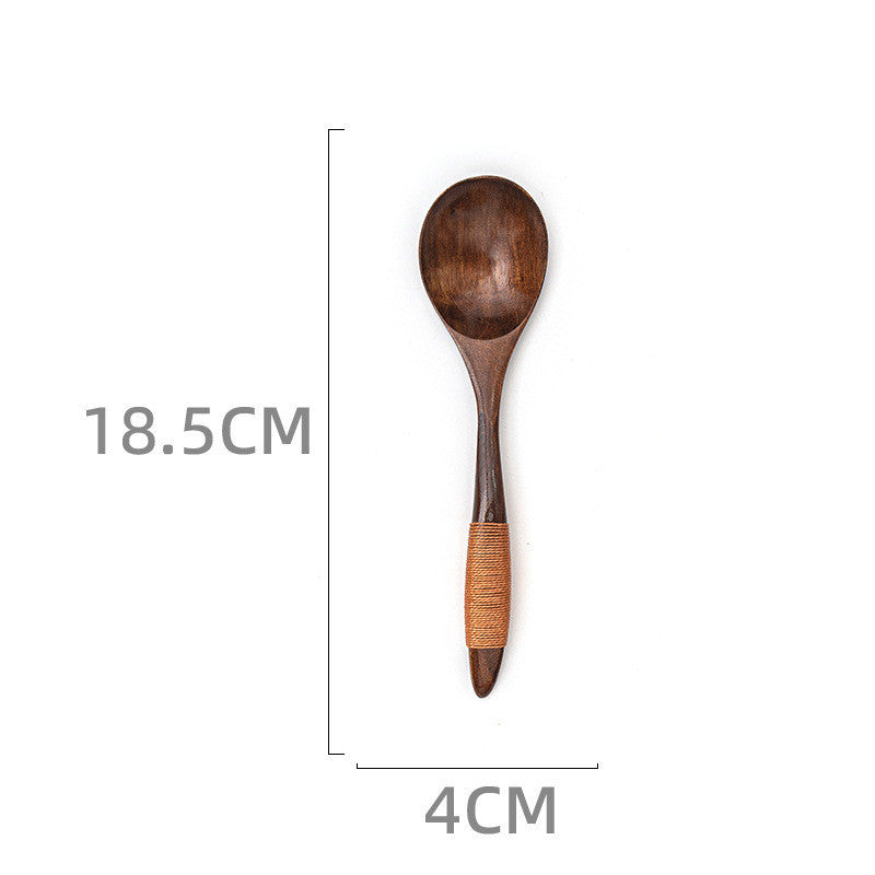 Japanese Style Wooden Long Handle Soup Instant Noodle Spoon