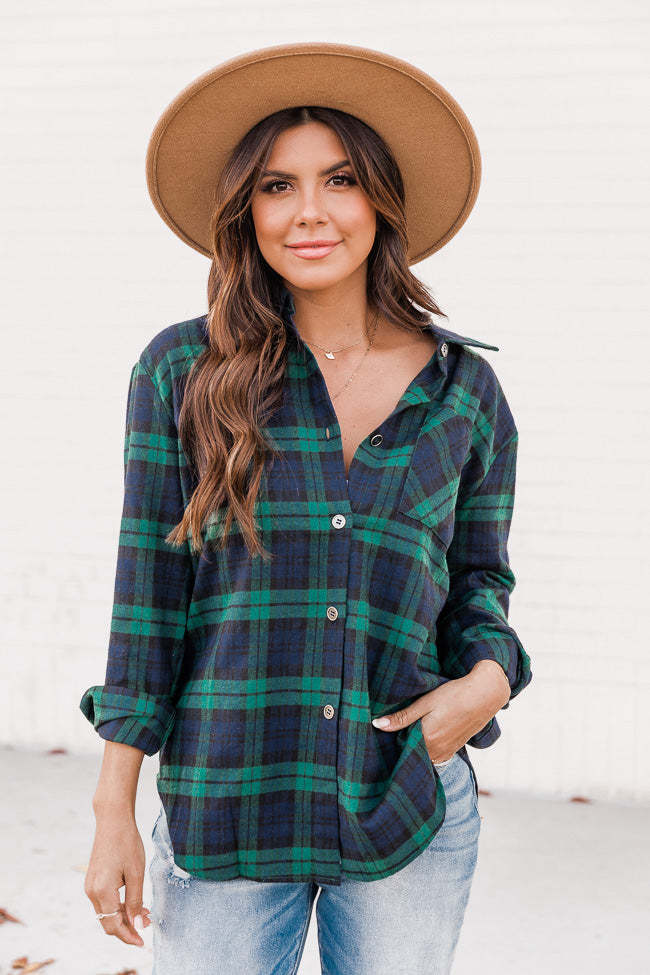 New Polo Collar Pocket Long Sleeve Plaid Shirt Thin Coat For Women