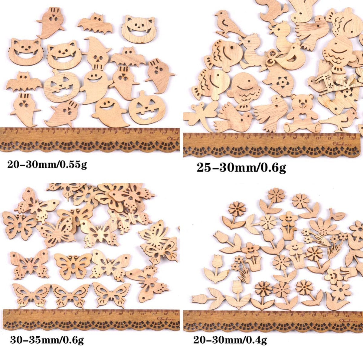 Decorative Accessories Halloween Butterfly Pattern Wood Chip Handmade