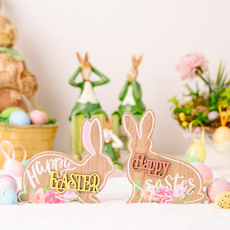 Easter Rabbit Decorations Wooden Ornaments