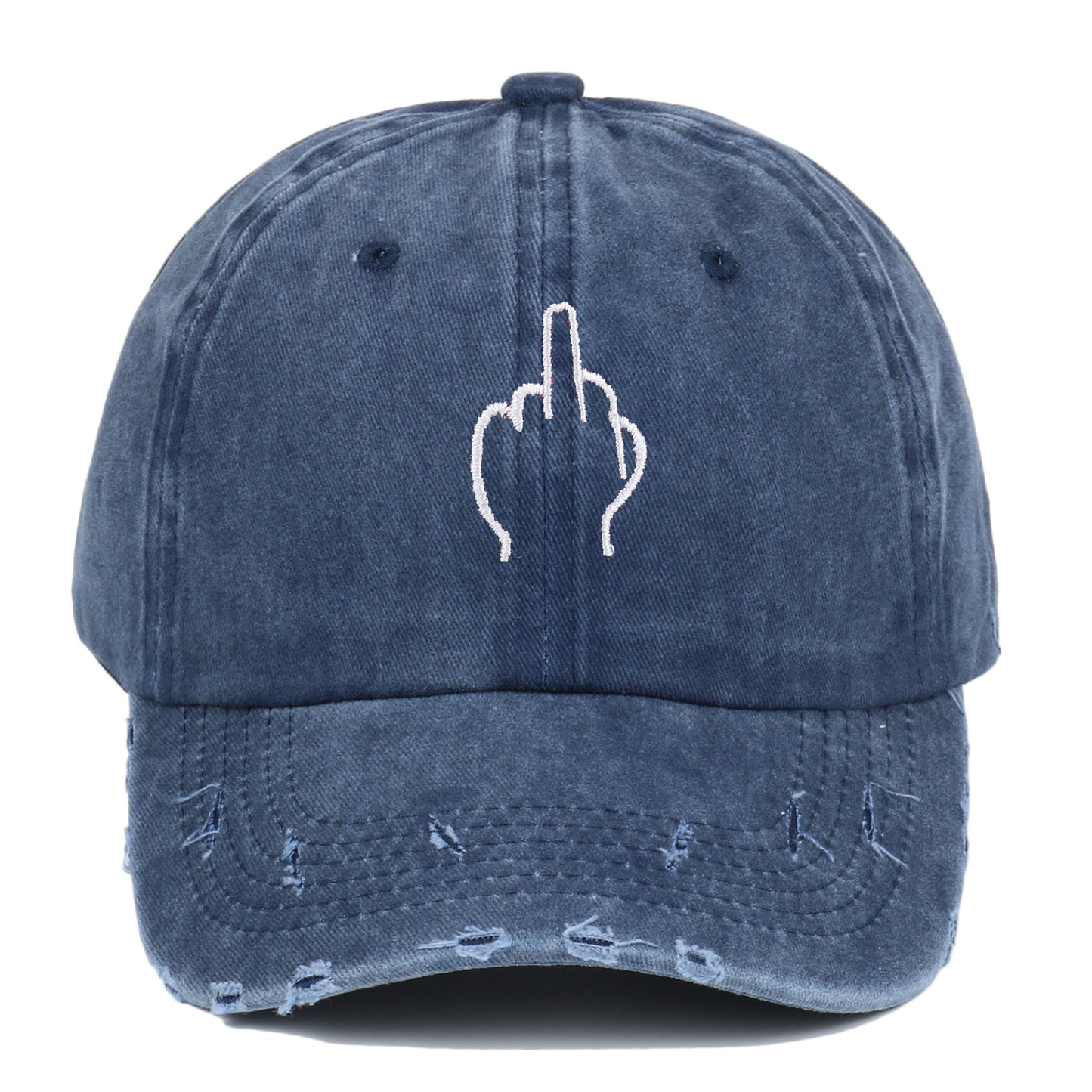 Retro Gesture Embroidered Peaked Cap Women's Make Old Ripped Baseball