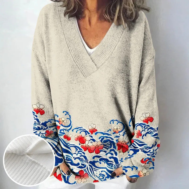 Creative V-neck Line Sweater Sweater