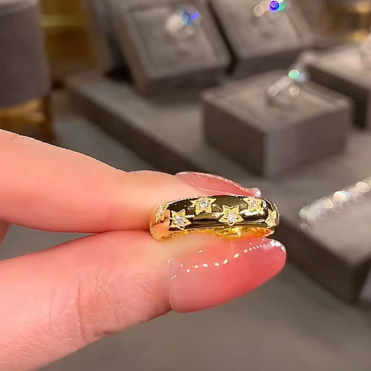 Special-interest Design Index Finger Ring Refined Zircon Open Ring