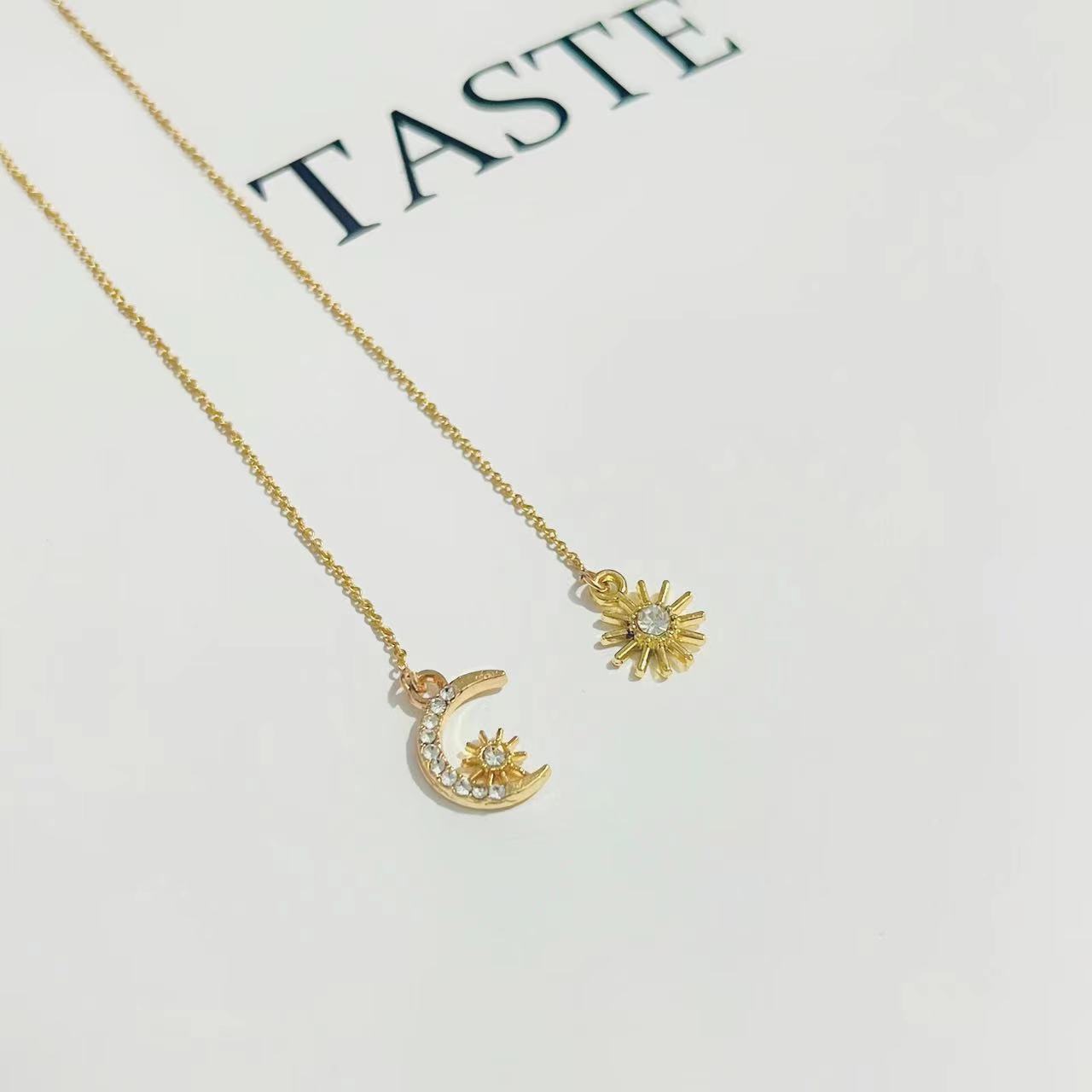 Light Luxury Sun Moon Star Diamond Ear String Earring Female