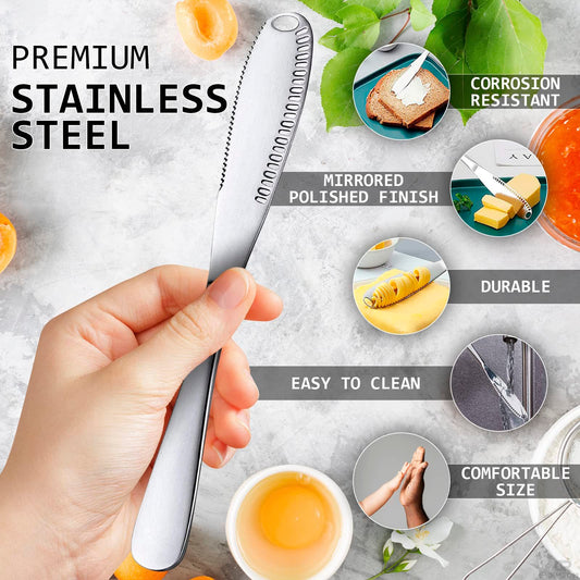 Stainless Steel Butter Spreader Knife With Handle, 3 In 1 Curler Slicer Knife, Butter Knife Spreader And Curler With Holes And Serrated Edge Cheese Knife  Kitchen Gadgets