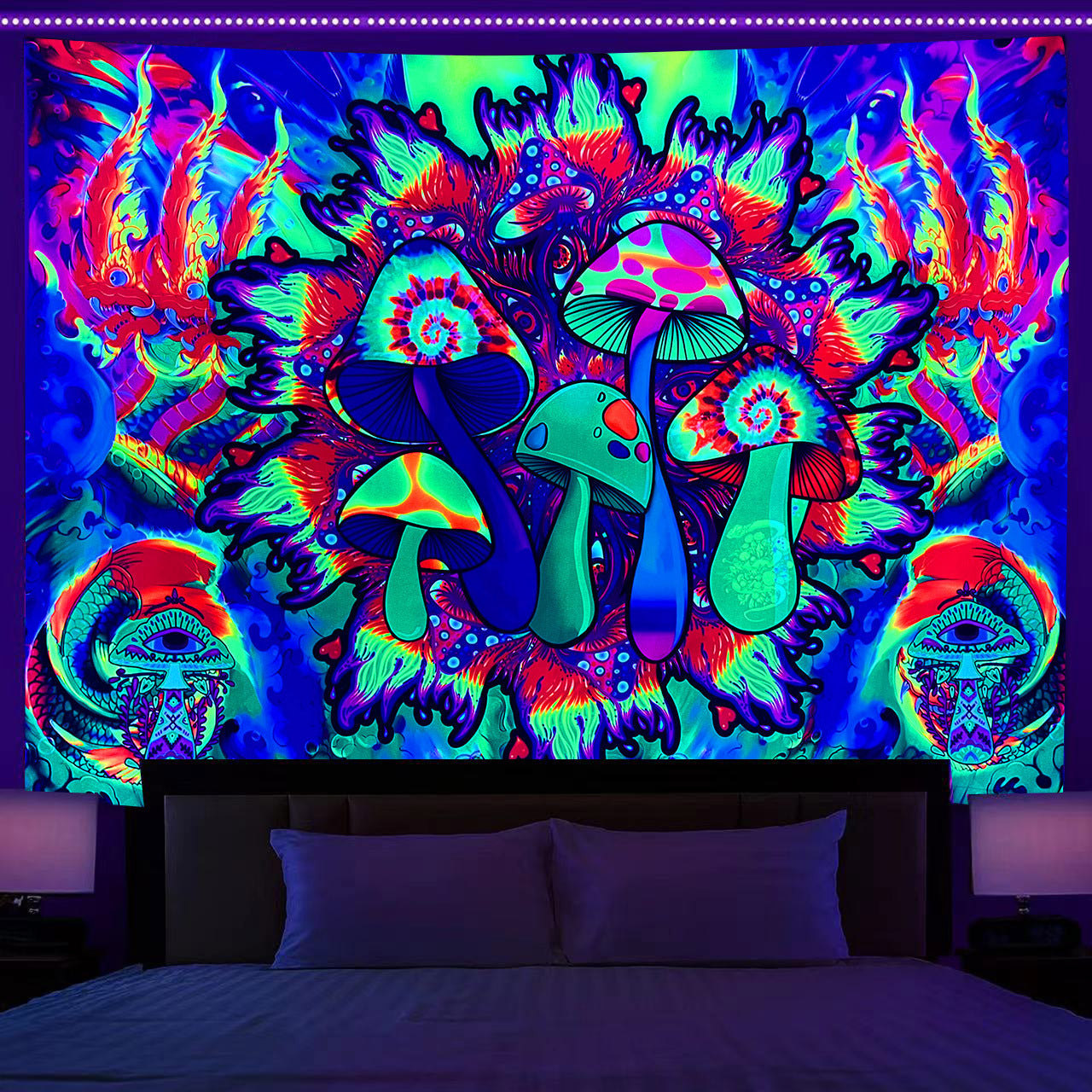 Home Fashion Simple Mushroom Tree Of Life Print Fluorescent Tapestry