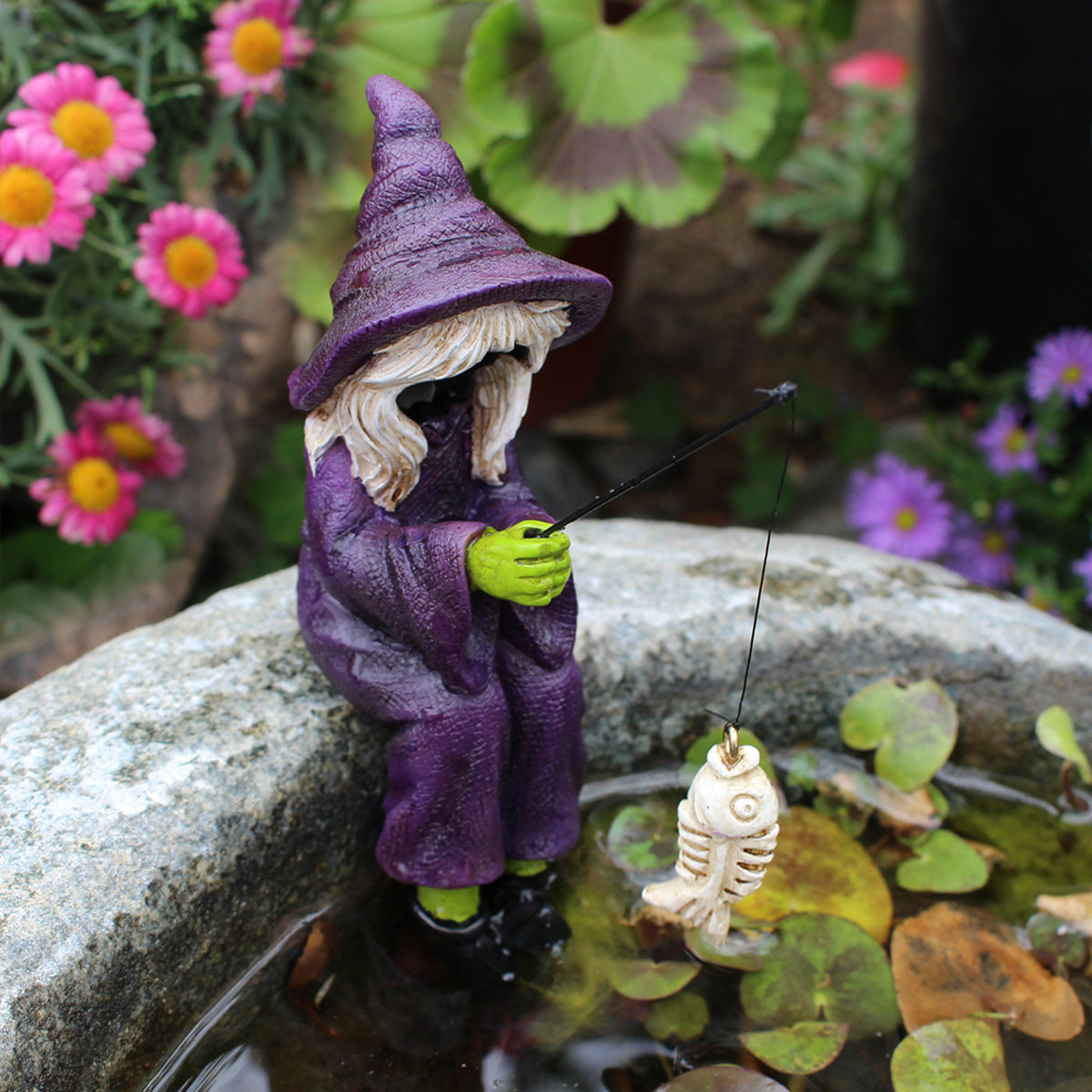 Faceless Witch Fishing Ornaments Resin Garden Garden Microview Sculpture Craft Ghost Festival Witch Decoration