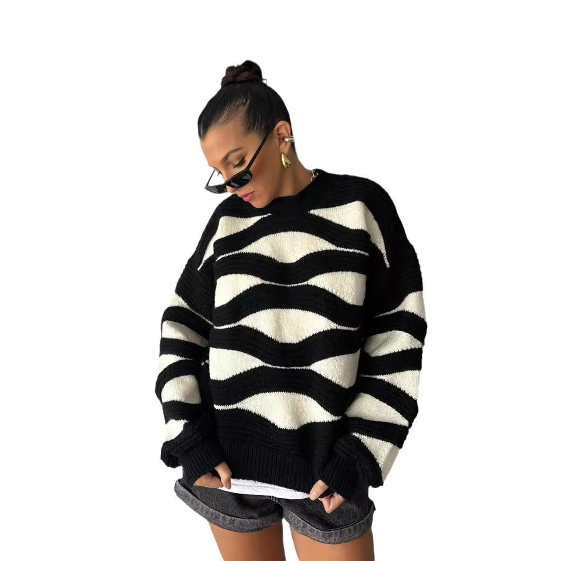 Knitted Bottoming Shirt Round Neck Pullover Top