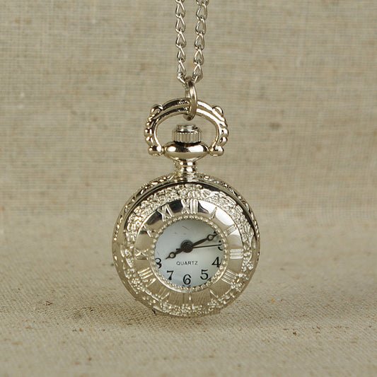 Small Hollow Silver Roman Digital Pocket Watch