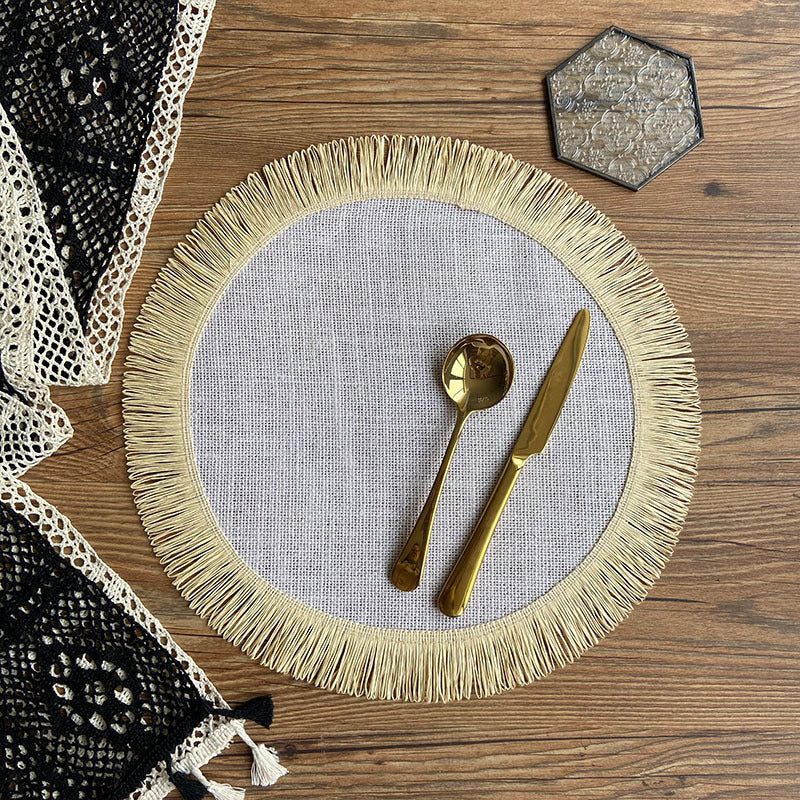 Home Decor Handwoven Jute Tassel Placemats