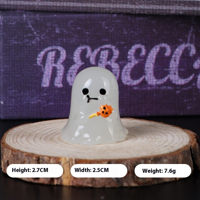 Halloween Luminous Ghost Micro Landscape Gardening Mini Resin Ornament