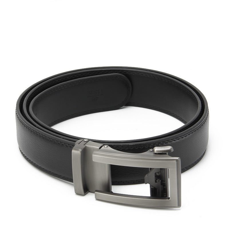 Men's Two-layer Leather Automatic Buckle Cowhide Real Business Casual Belt