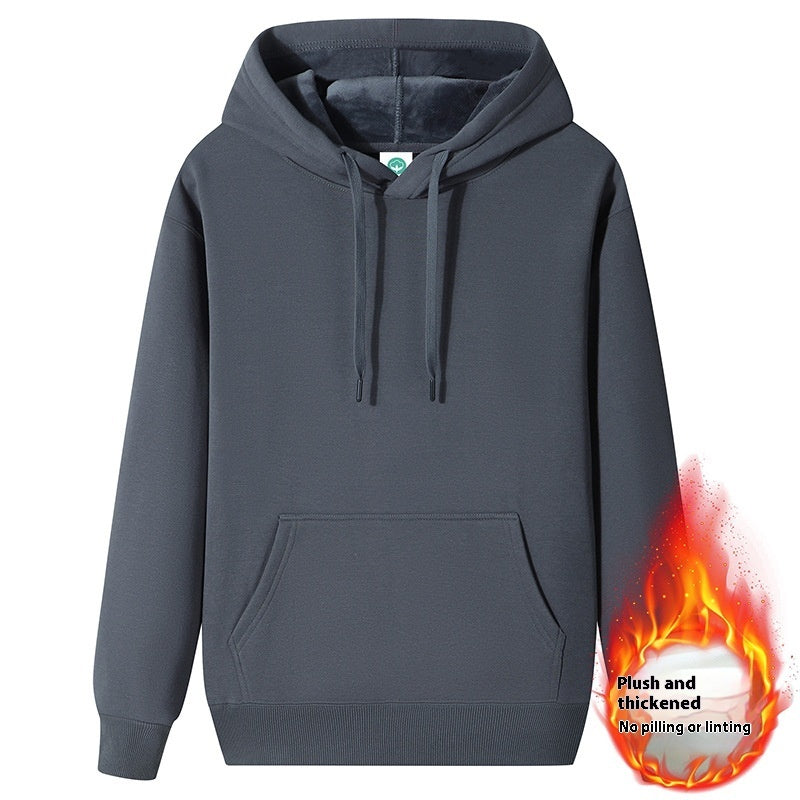 Fleece-lined Thick Student Hoodie Warm Top Casual