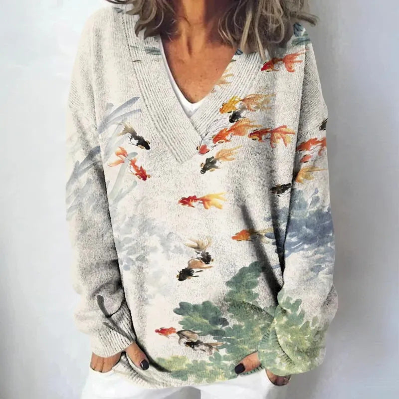 Creative V-neck Line Sweater Sweater