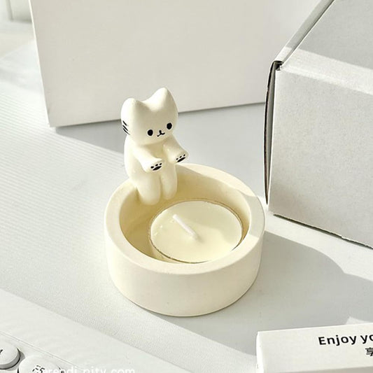 Cat Candlestick Holder Cute Kitten Candle Holder Creative Aromatherapy Candle Holder Home Desktop Decorative Ornaments