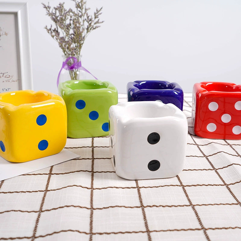 Ceramic Sieve Ashtray Dice Gift Home Decoration