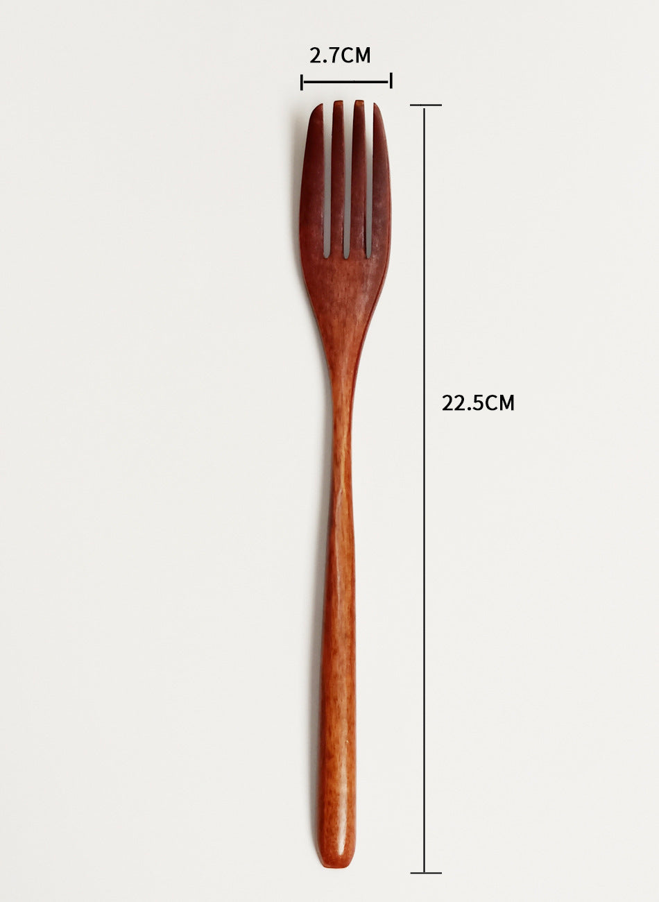 Creative Wooden Long Handle Fruit Wooden Fork