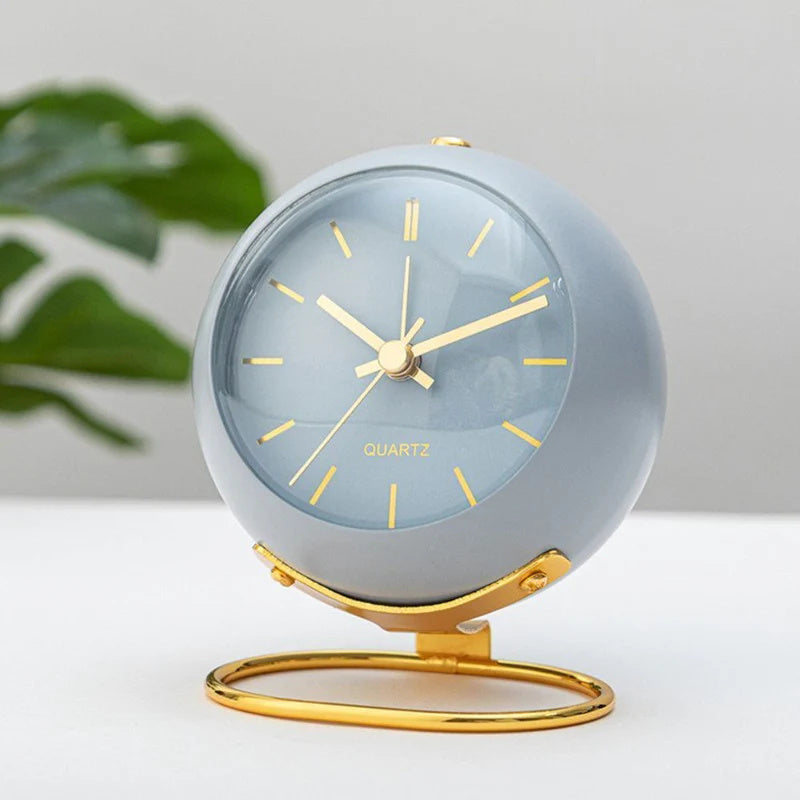 Convex Glass Ring Base Metal Clock Bedside