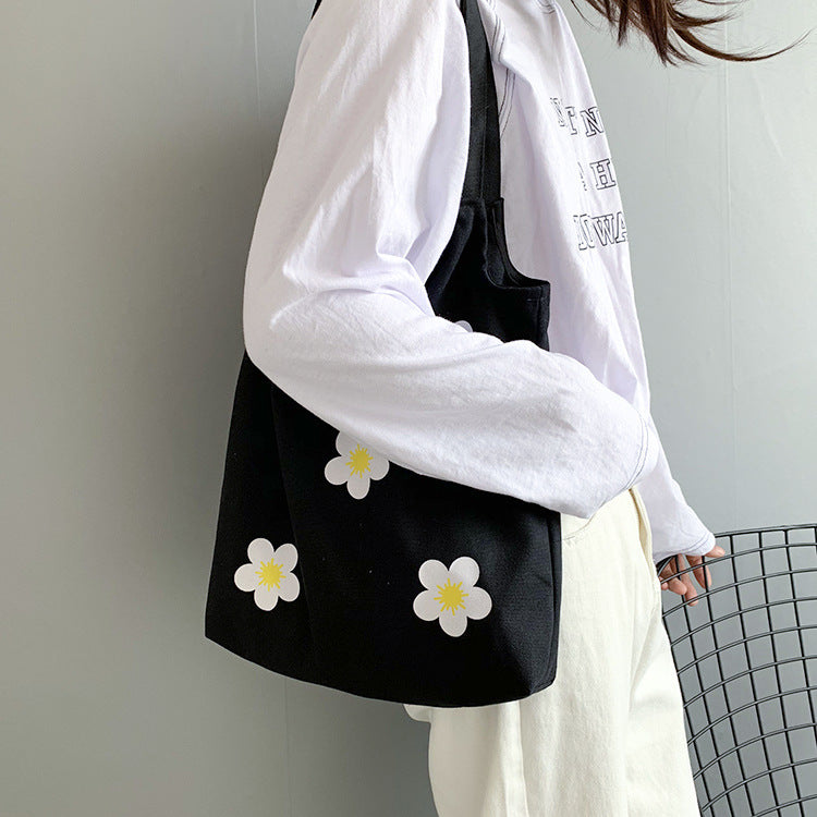 Hyuna Flower Canvas Bag with the Same Paragraph