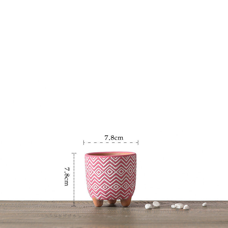 Nordic Style Geometric Pattern Ceramic Flower Pot