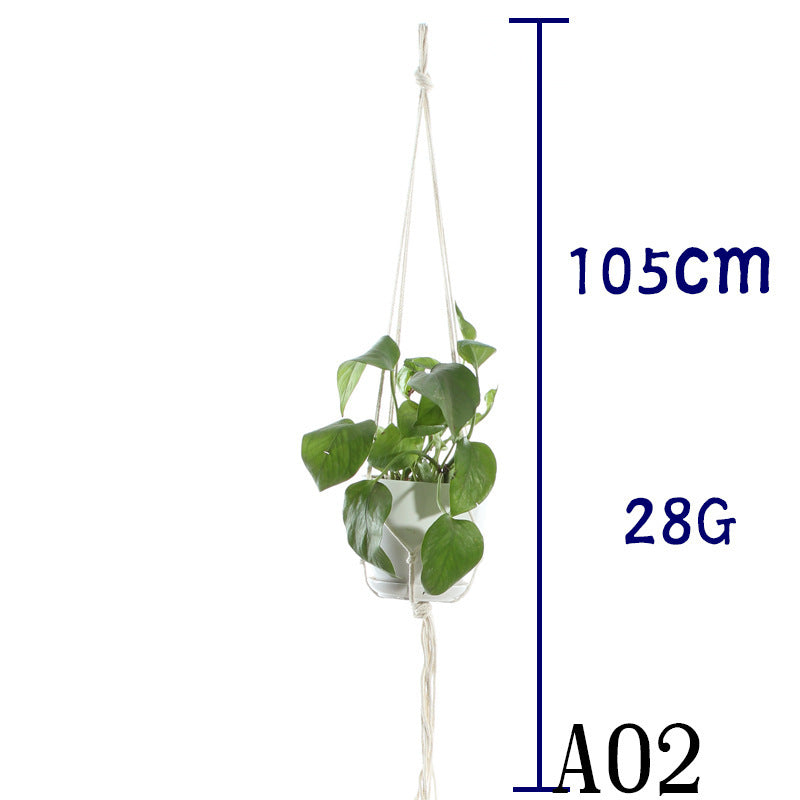 Flower Pot Net Bag Beige Cotton Rope Indoor Plant Hanger Hanging Basket Sling