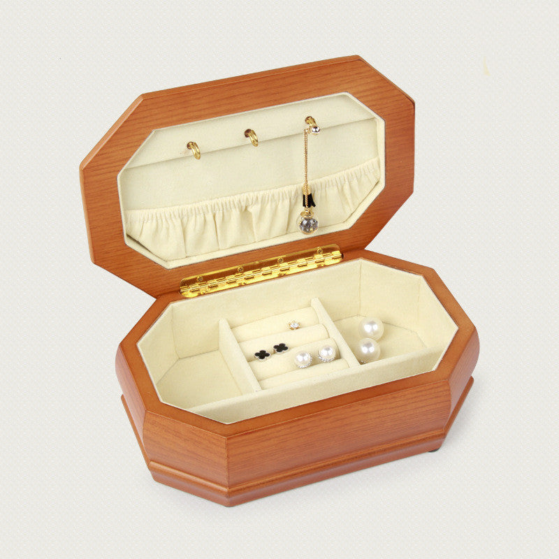 Jewelry Storage Box Solid Wood Octagonal Wood