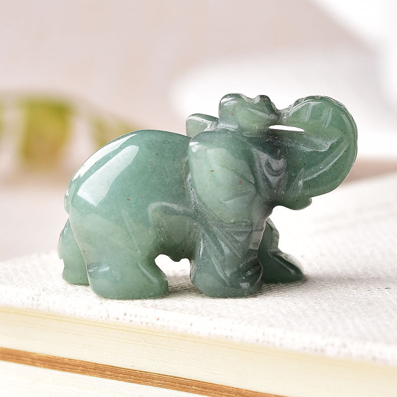 Crystal semi-precious stone carved elephant ornament