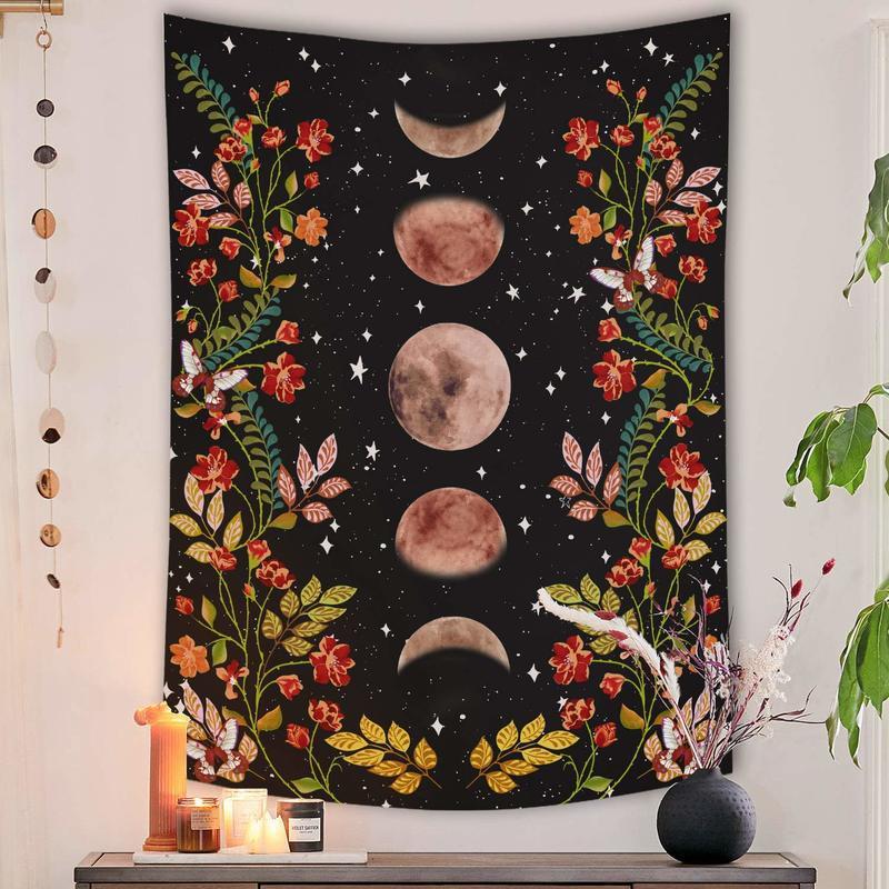 Home Decoration Moon Phase Flower Tapestry