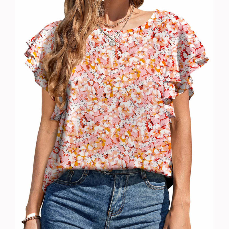 Women's Printed Casual Round Neck Blouse