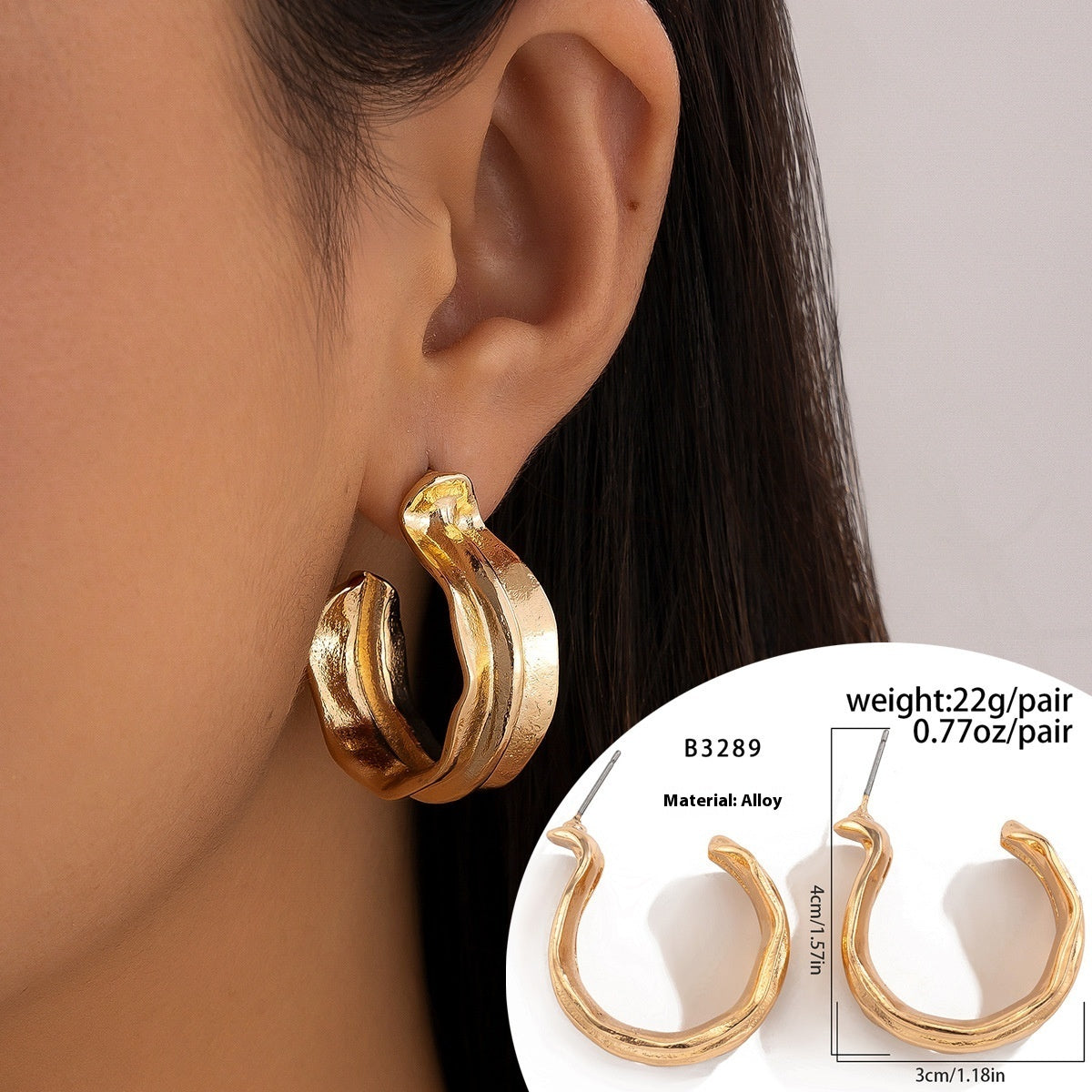 Niche Design Half Ring Stud Earrings Simple